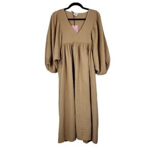 NWT Beautiful Flowy Les Jumelles Lauren Tetra Dress In Camel